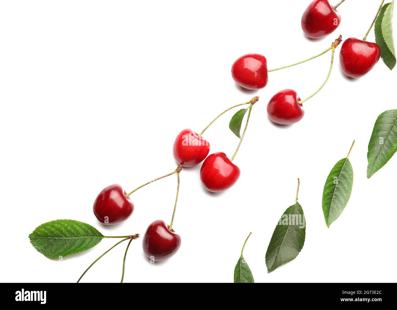 Tasty ripe cherries on white background Stock Photo - Alamy