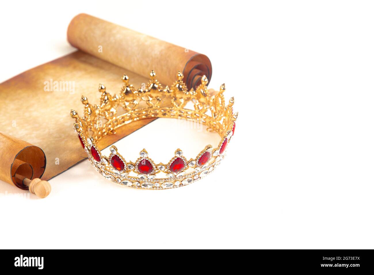 An Antique Scroll with a Royal Crown Isolated on a White Background ...