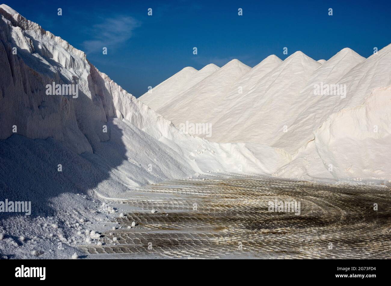 mountains of salt in a saline Stock Photo Alamy