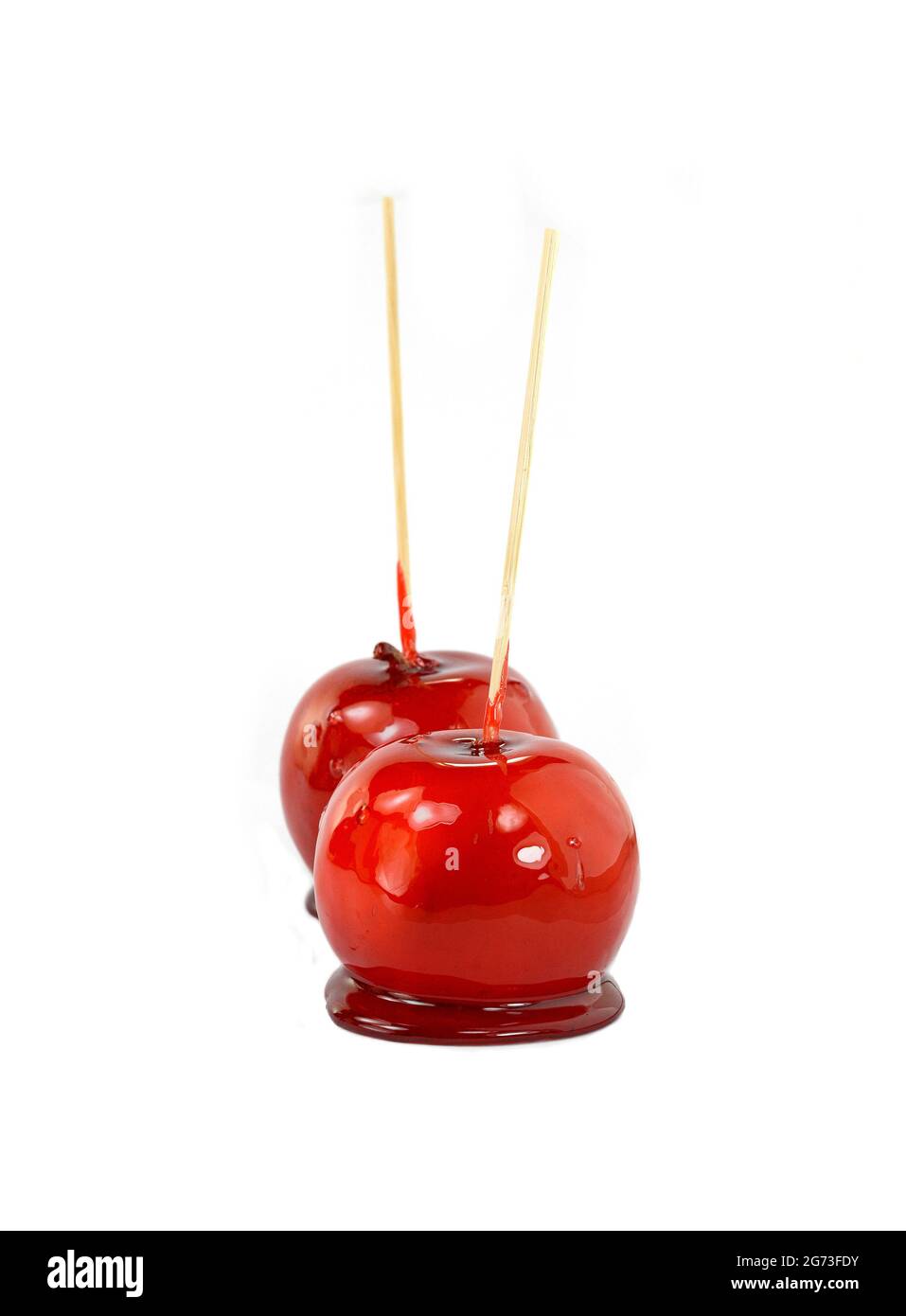 Two Toffee Apple On White Background Stock Photo Alamy