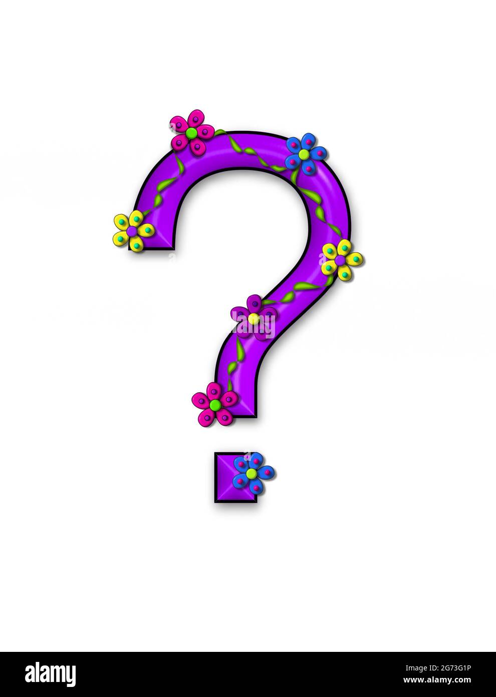 Question Mark , in the alphabet set Bursting Blooms, is purple. Flowers, vines and daisies twine around 3D punctuation mark in vibrant and fun colors Stock Photo - Alamy Question Mark , in the alphabet set Bursting Blooms, is purple. Flowers, vines and daisies twine around 3D punctuation mark in vibrant and fun colors Stock Photo - Alamy