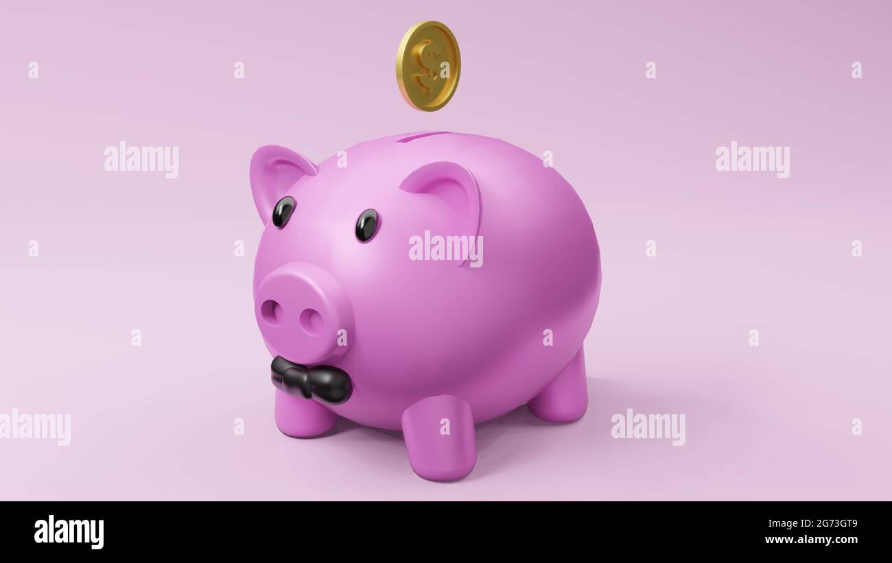 piggy bank pink 3d rendering Stock Photo - Alamy