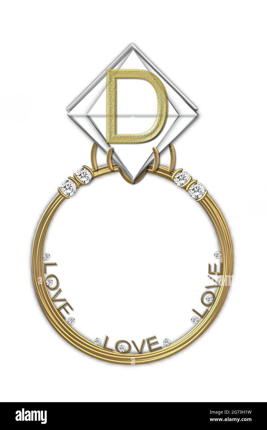 fcity.in - One Gram Gold Plated Alphabet Ring D / Shimmering Chunky Rings
