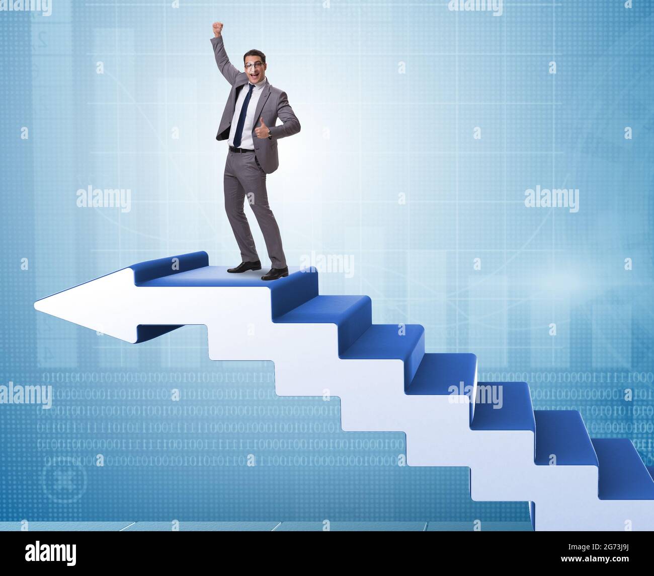 The businessman climbing career ladder in business concept Stock Photo ...