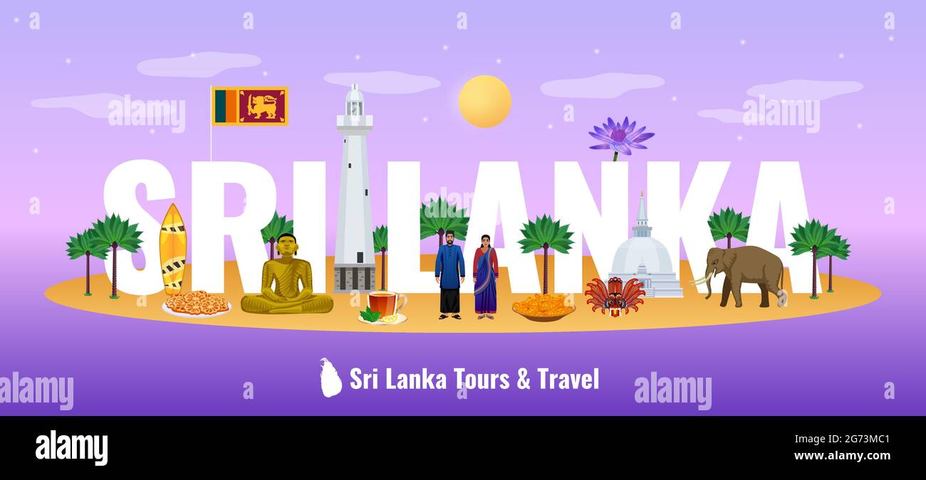Sri lanka large letters title header horizontal gradient background