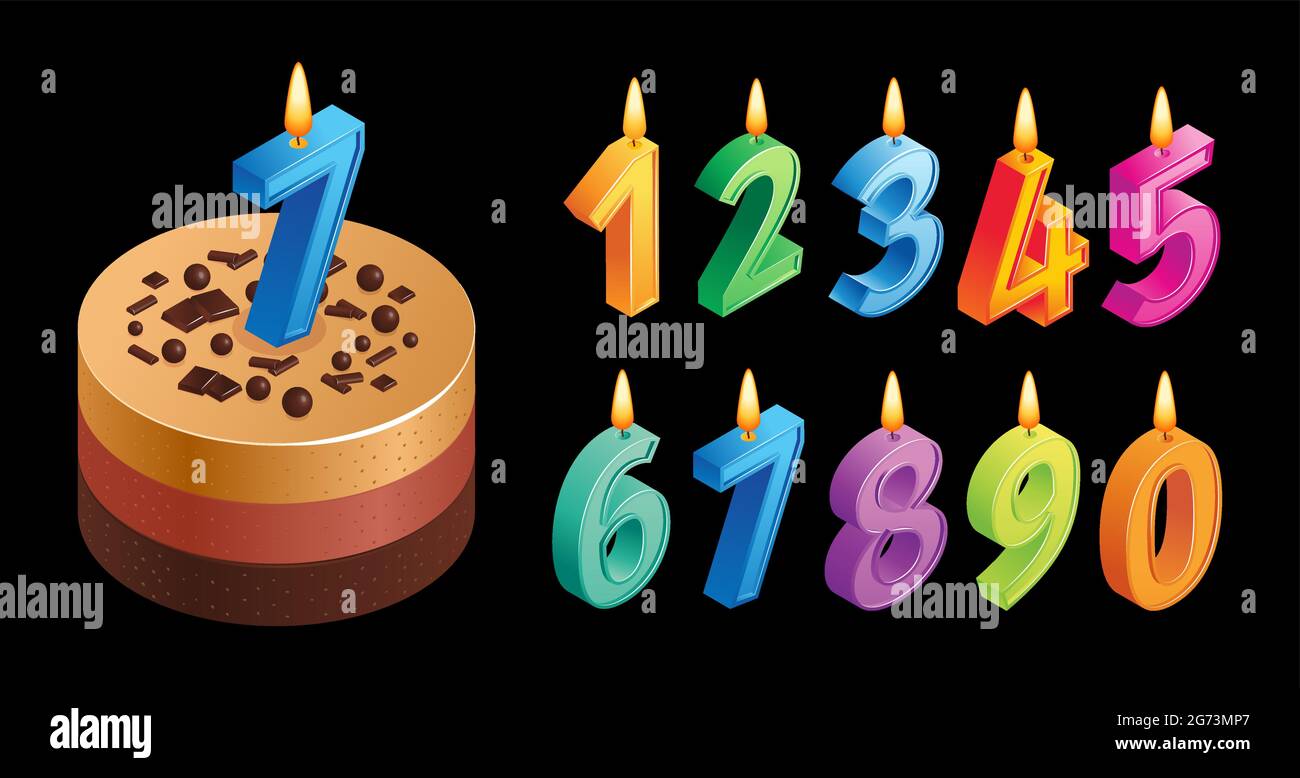 Anniversary cake concept with candles and cream isometric isolated