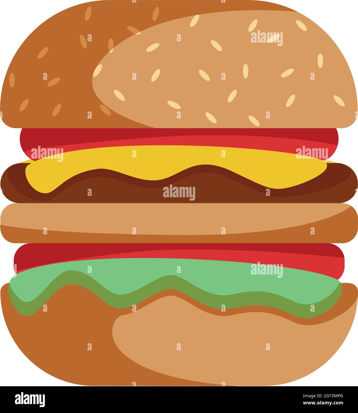 Realistic big hamburger on white background - Vector illustration Stock Vector