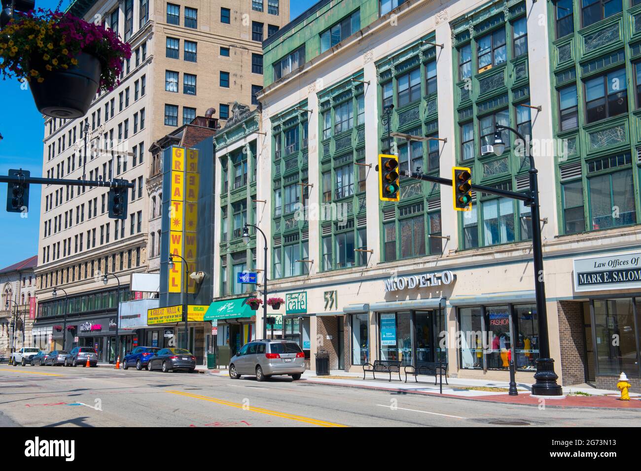 Historic Modelo Building at 535 Main Street at Federal Street in