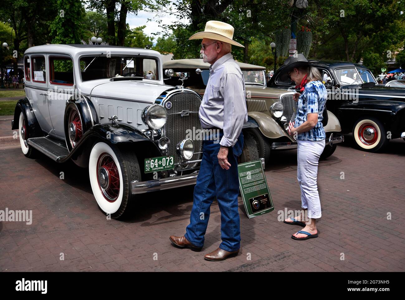 A 1932 Buick sedan on display at Fourth of July antique and vintage car show in Santa Fe, New Mexico. Stock Photo