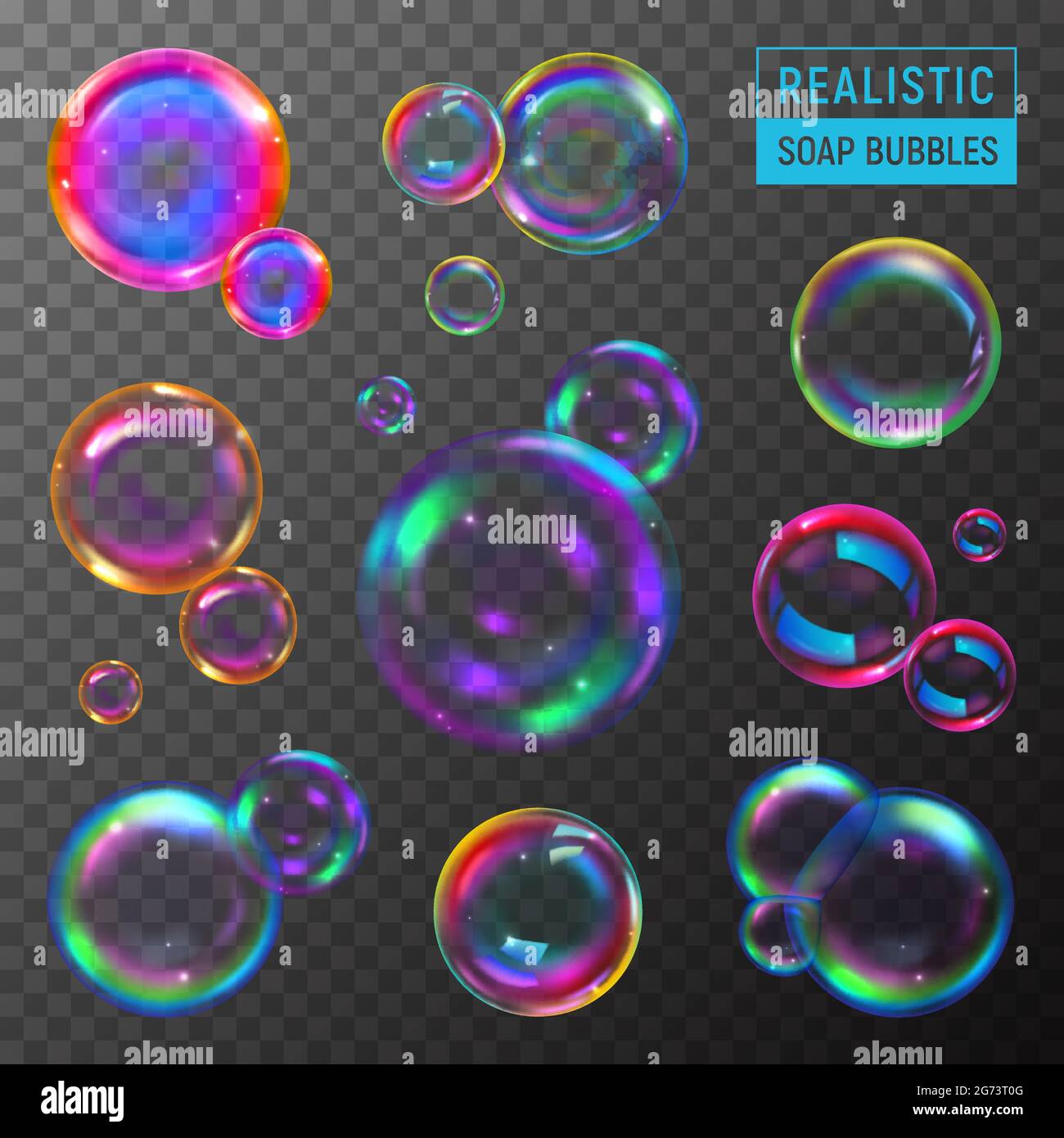 Soap bubbles realistic set on transparent background isolated vector ...