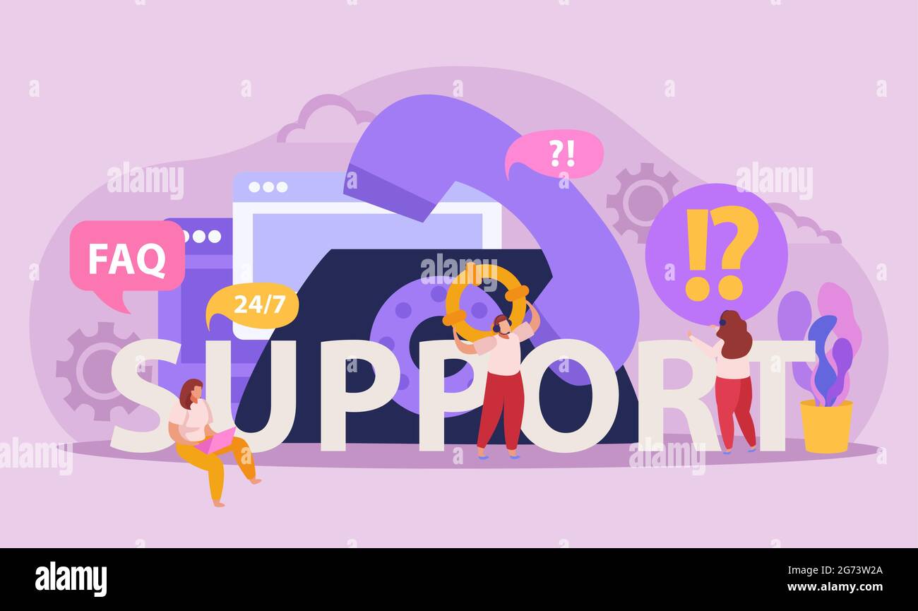 Flat composition with telephone and operators lending online support to ...