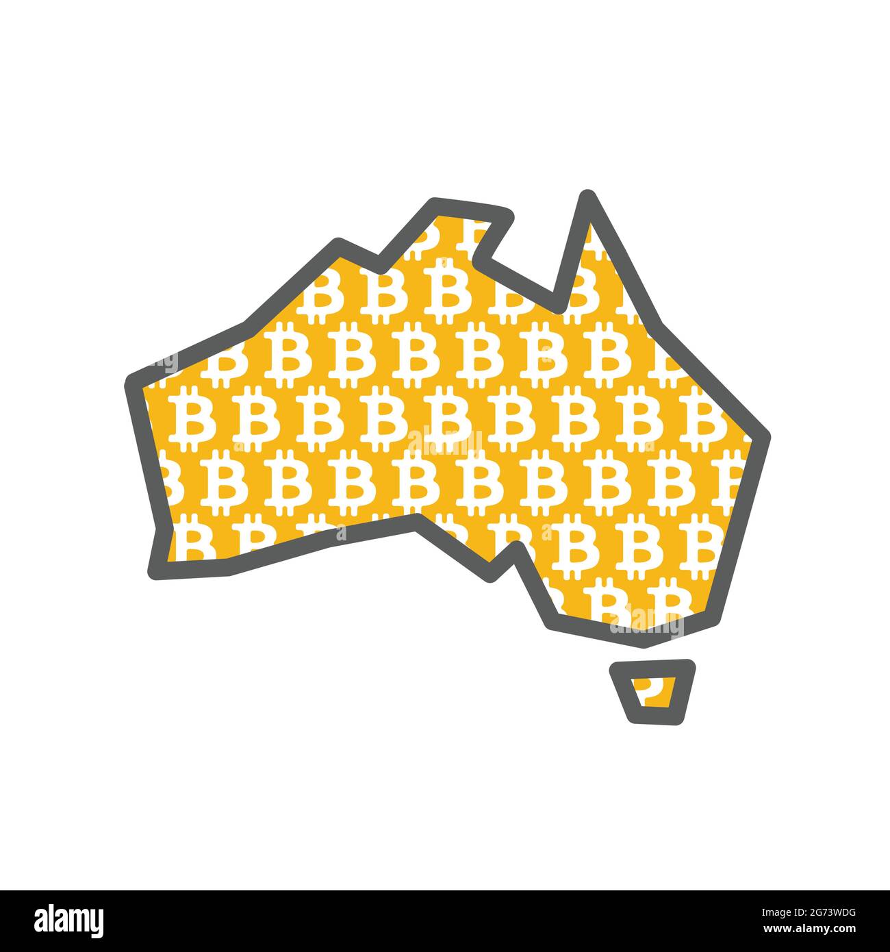 Australia country map with bitcoin crypto currency logo Stock Vector