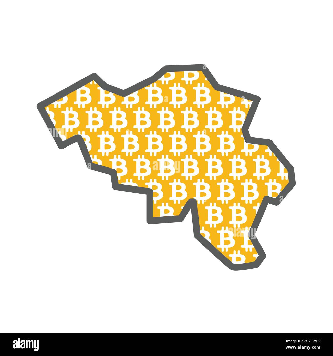 Belgium country map with bitcoin crypto currency logo Stock Vector