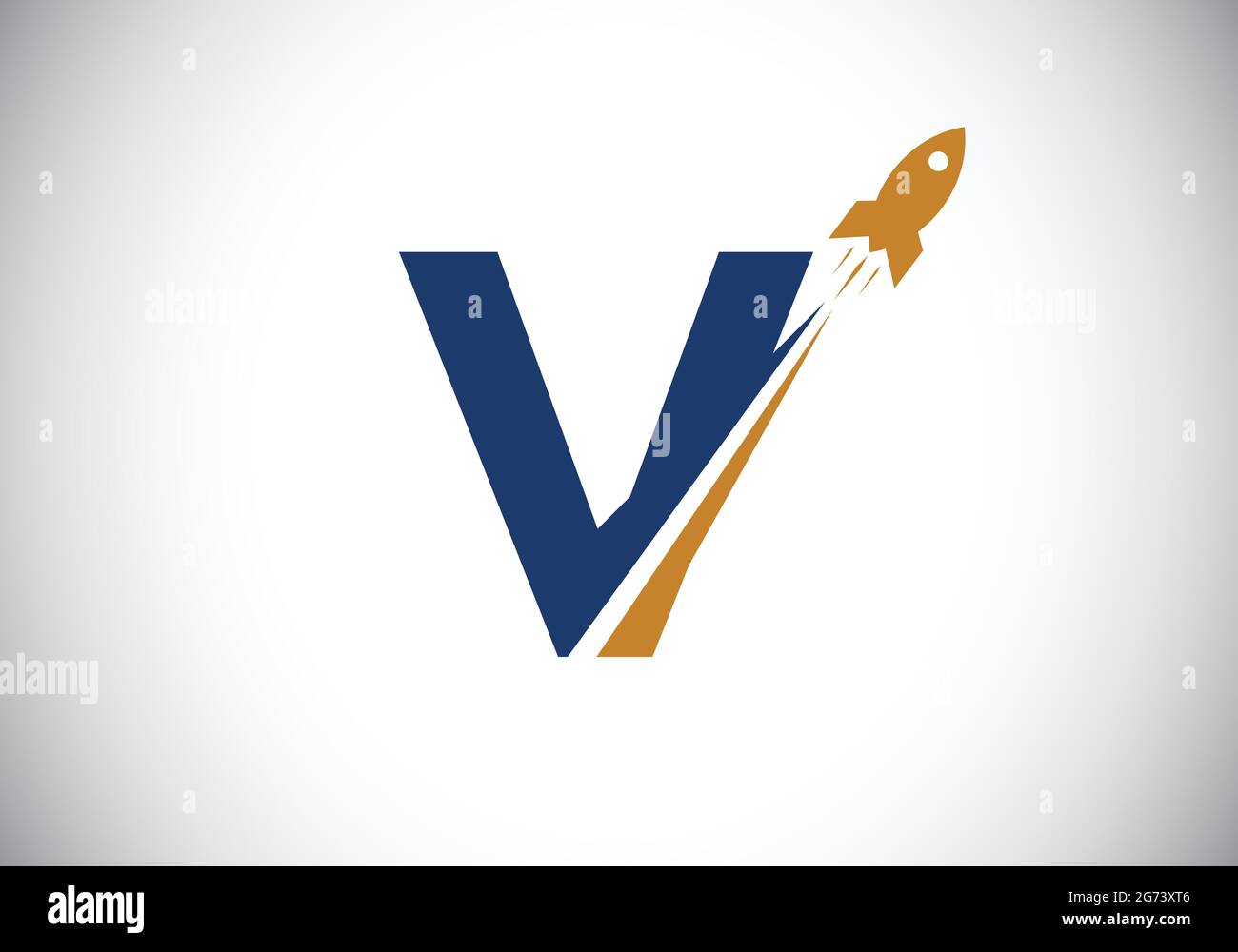 Initial V monogram letter alphabet with a Rocket logo design. Rocket icon. Font emblem. Modern vector logotype for business and company identity. Stock Vector