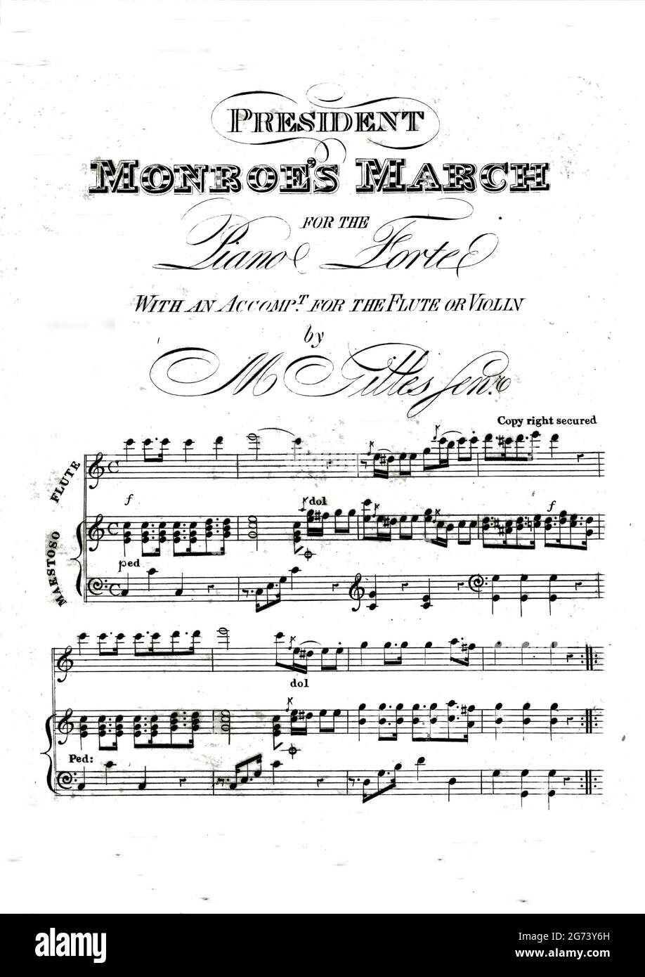 President Monroe's March for the Piano Forte, 1817 sheet music Stock Photo Alamy