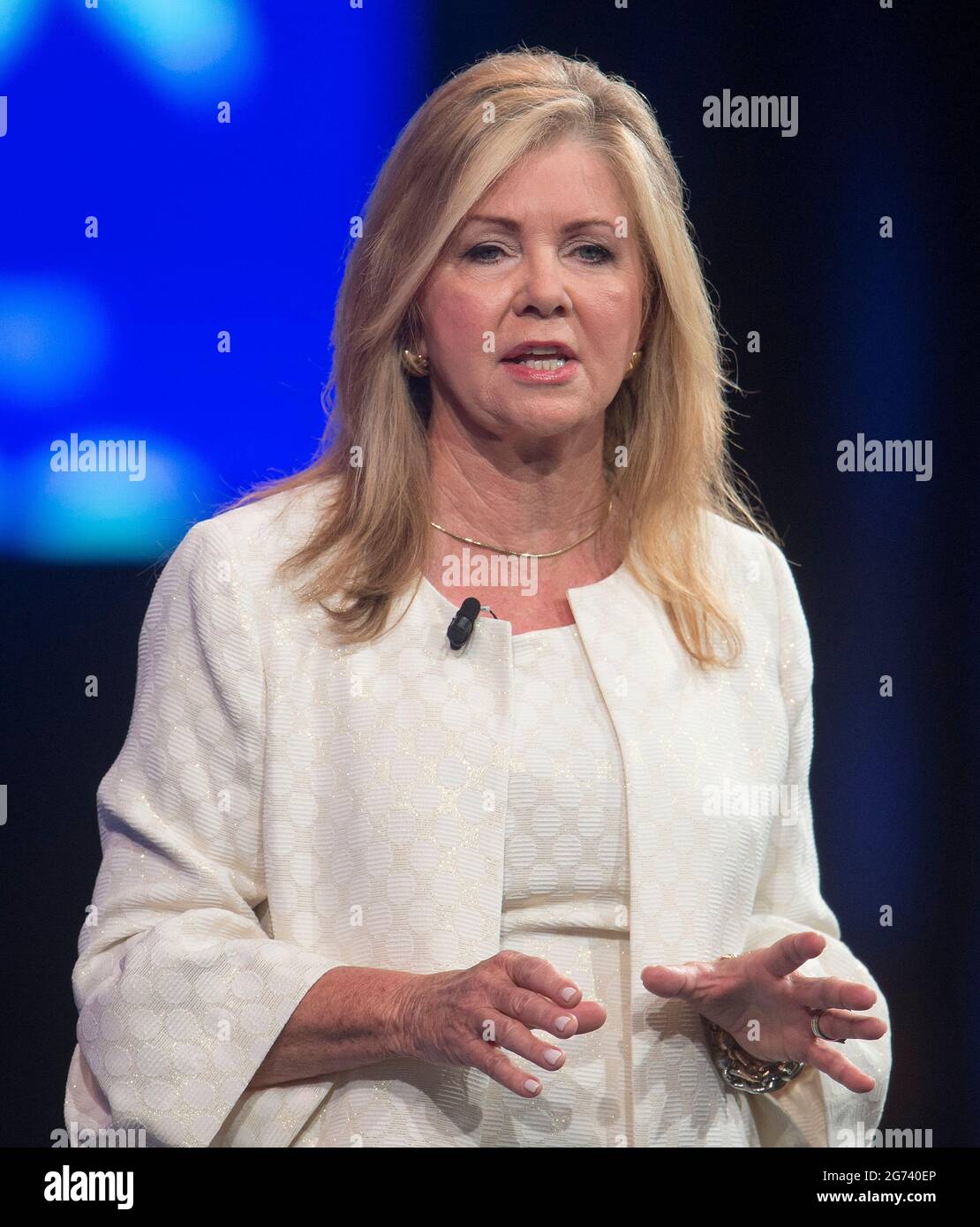 Dallas, Texas, USA. 10th July, 2021. Senator MARSHA BLACKBURN of Tennessee speaks at CPAC 2021: America UnCanceled. Organized by the American Conservative Union, the three-day conference features speakers from the right side of America's political spectrum. Credit: Brian Cahn/ZUMA Wire/Alamy Live News Stock Photo