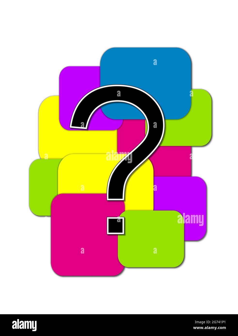 Question mark, in the alphabet set "Geometric" is black and rimmed in