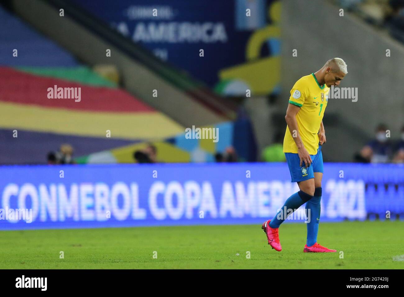 10th July 2021, Estádio do Maracan&#xe3;, Rio de Janeiro, Brazil. Copa America tournament final, Argentina versus Brazil; Richarlison of Brazil, disappointed to lose the final by a score of 0-1 Stock Photo