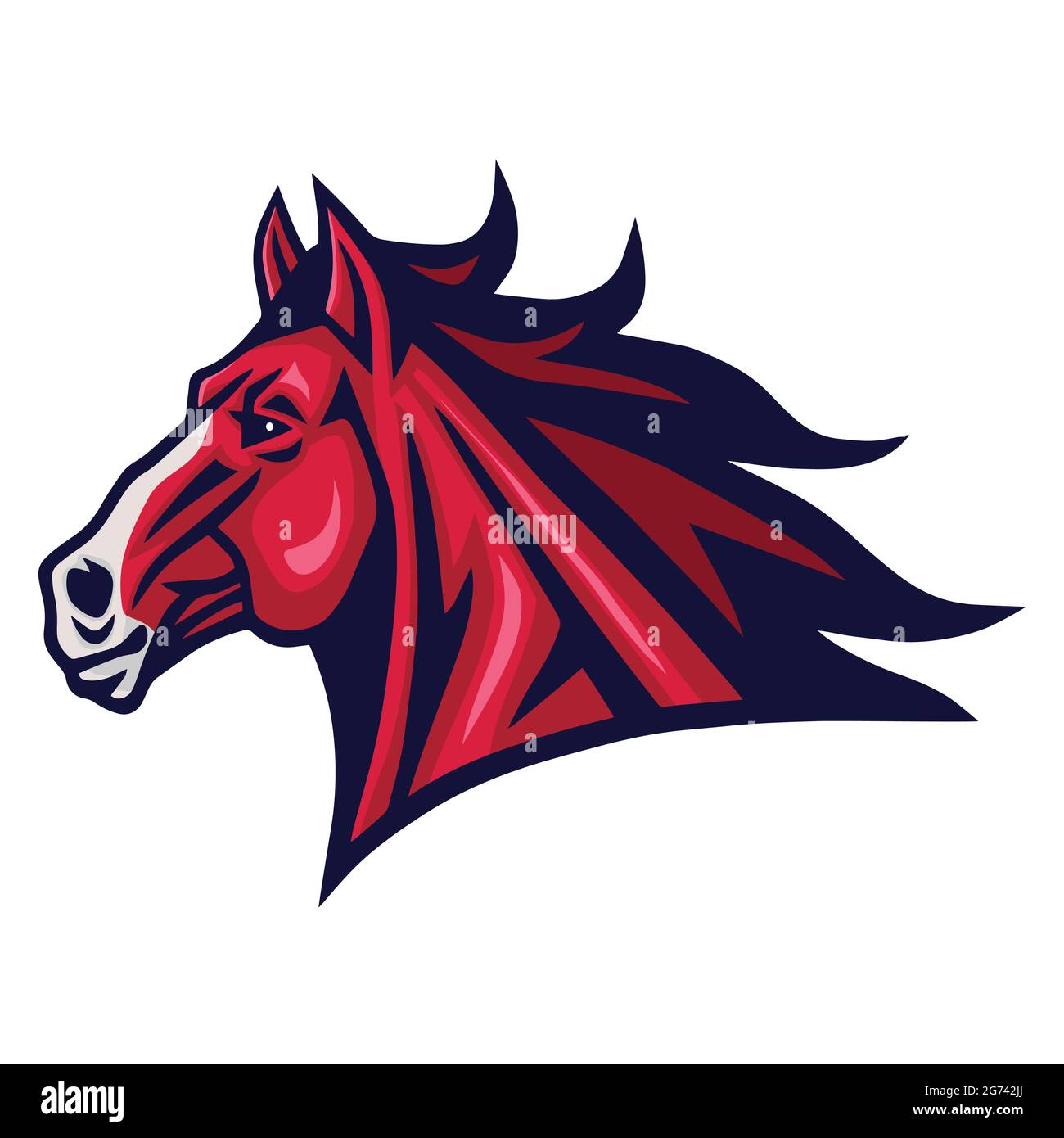 Red Horse Mustang Head Logo Cartoon Vector Sport Mascot Design Illustration Stock Vector