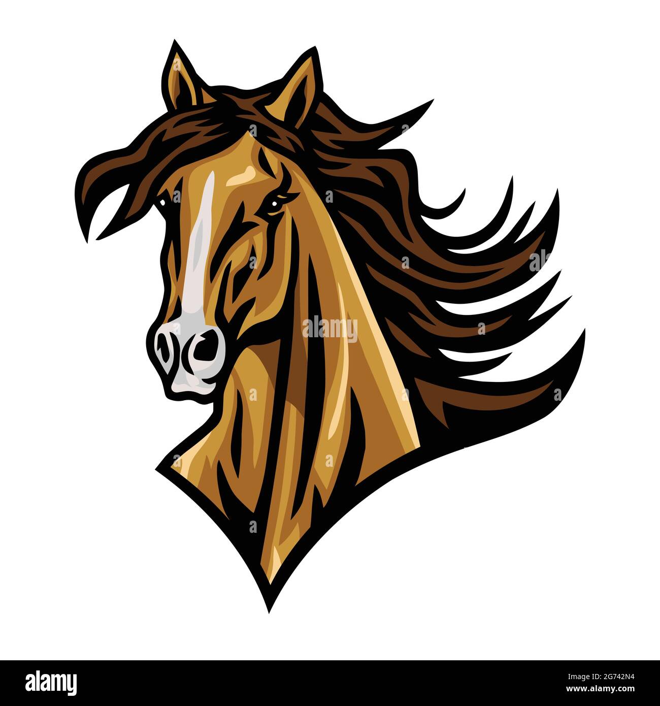 Horse Mustang Head Logo Cartoon Vector Esport Mascot Design Illustration Stock Vector