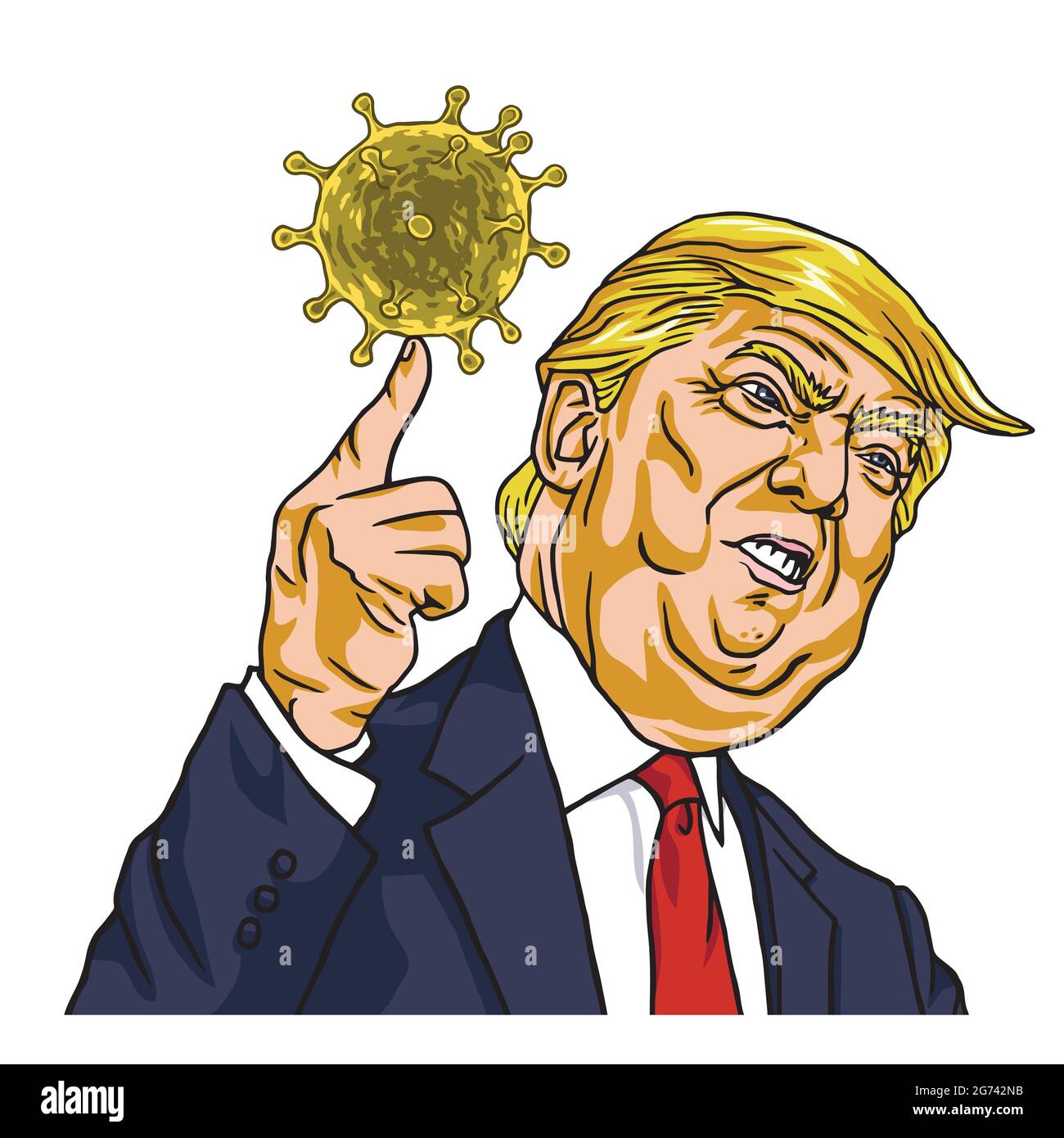 Donald Trump Corona Virus Speech Cartoon Vector. March 4 , 2020 Stock Vector