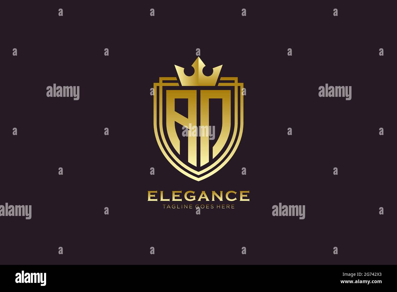 AN elegant luxury monogram logo or badge template with scrolls and ...