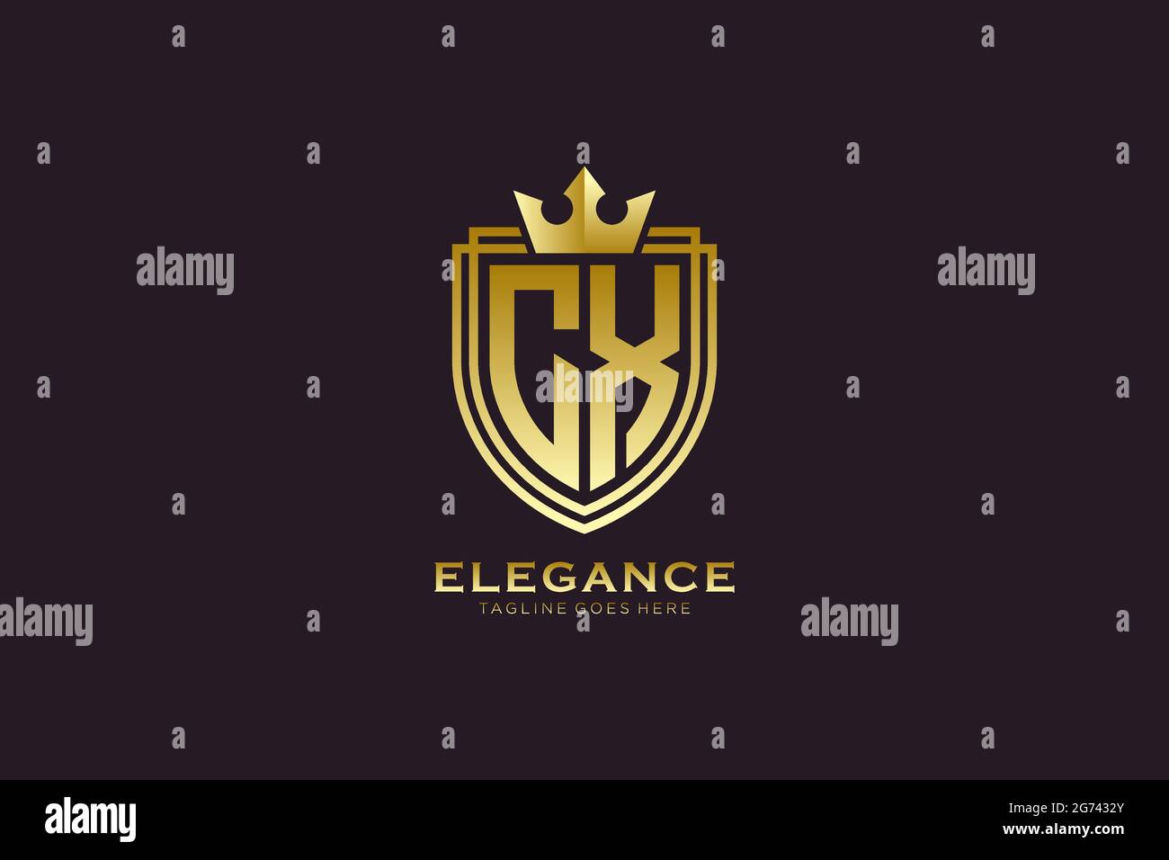 CX elegant luxury monogram logo or badge template with scrolls and ...