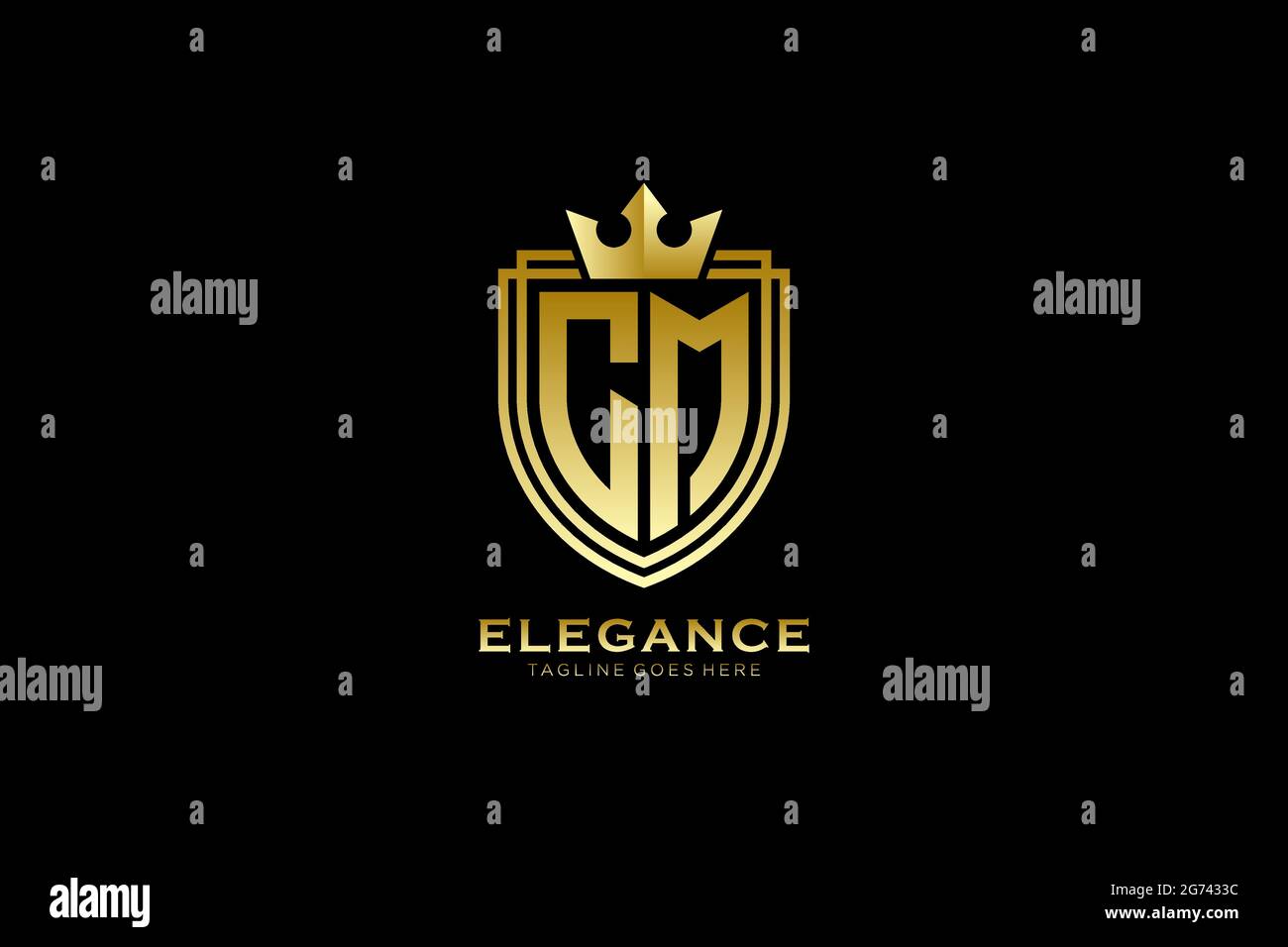 CM elegant luxury monogram logo or badge template with scrolls and ...