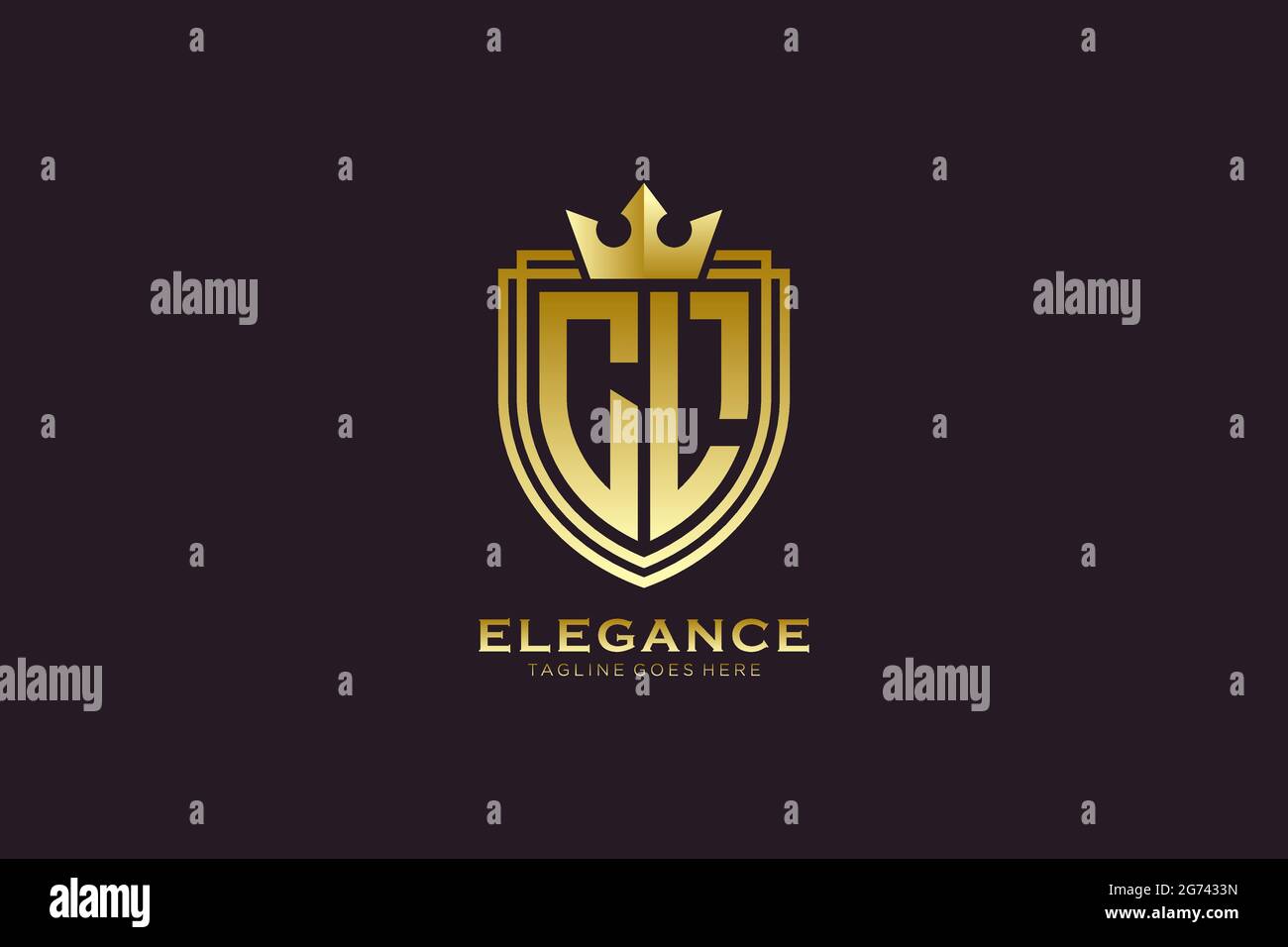 CL elegant luxury monogram logo or badge template with scrolls and ...