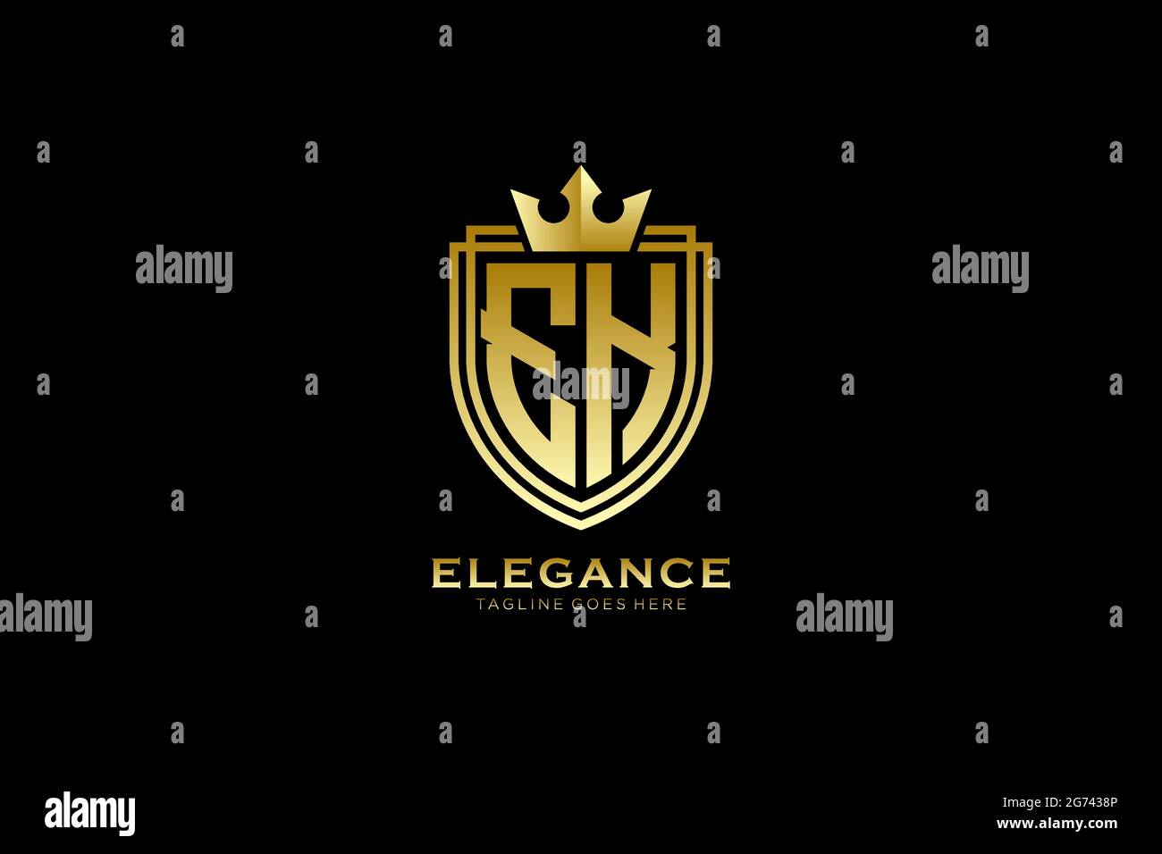 EK elegant luxury monogram logo or badge template with scrolls and ...