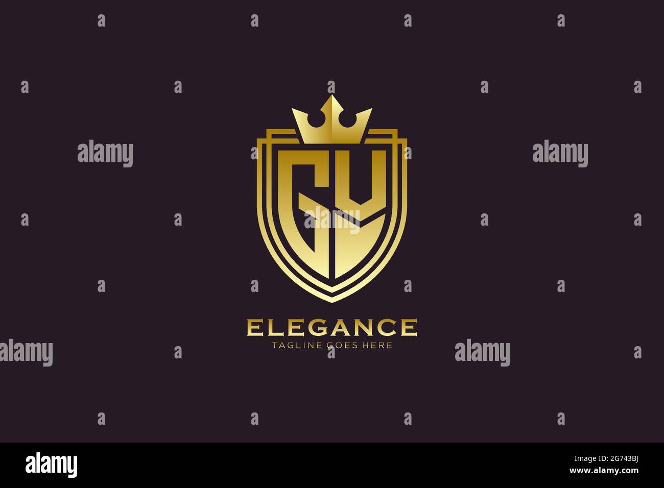 GV elegant luxury monogram logo or badge template with scrolls and ...
