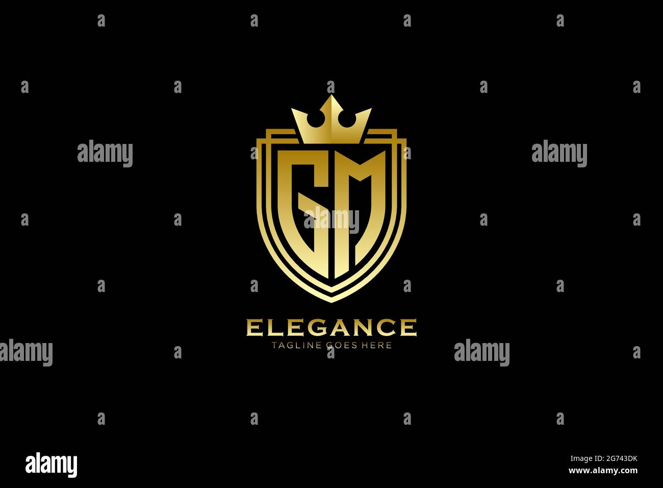 GM elegant luxury monogram logo or badge template with scrolls and ...