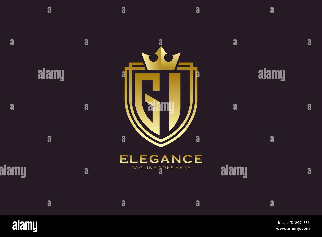 GI elegant luxury monogram logo or badge template with scrolls and ...