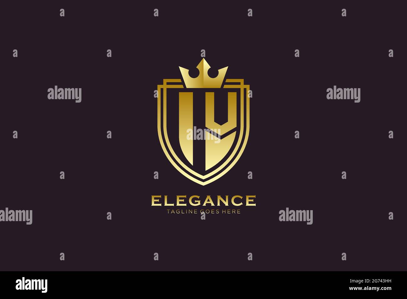 IV elegant luxury monogram logo or badge template with scrolls and ...