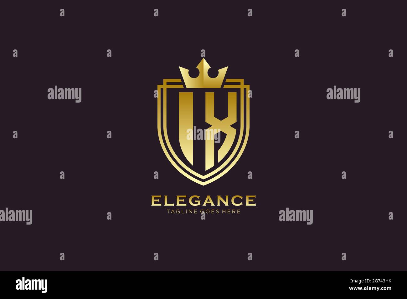 IX elegant luxury monogram logo or badge template with scrolls and ...