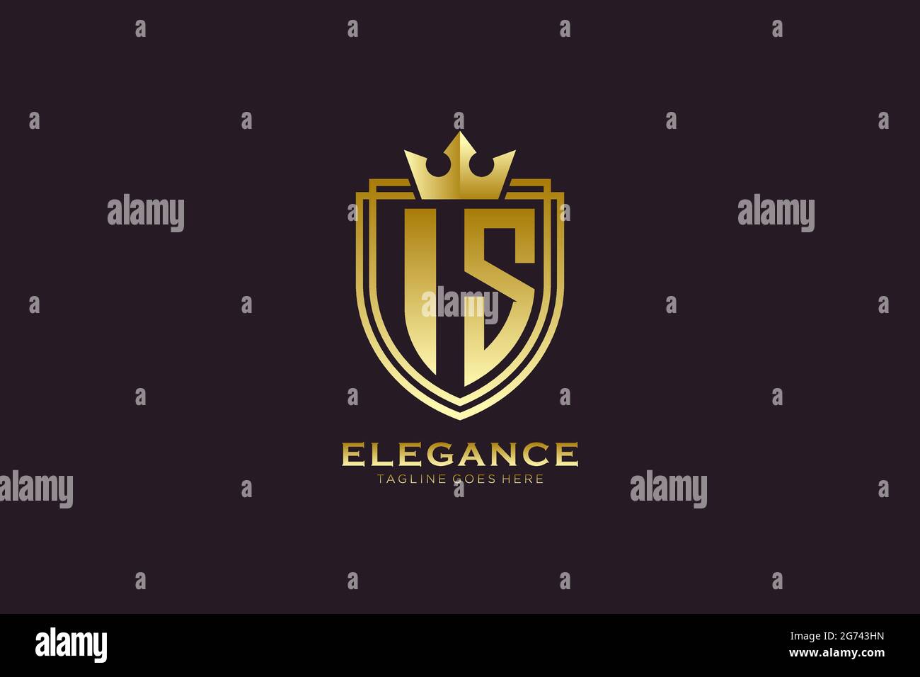 IS elegant luxury monogram logo or badge template with scrolls and ...