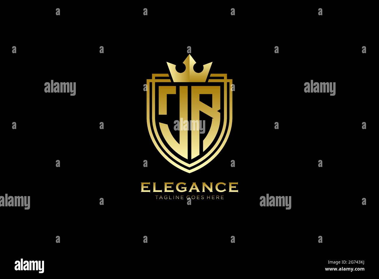 JR elegant luxury monogram logo or badge template with scrolls and ...