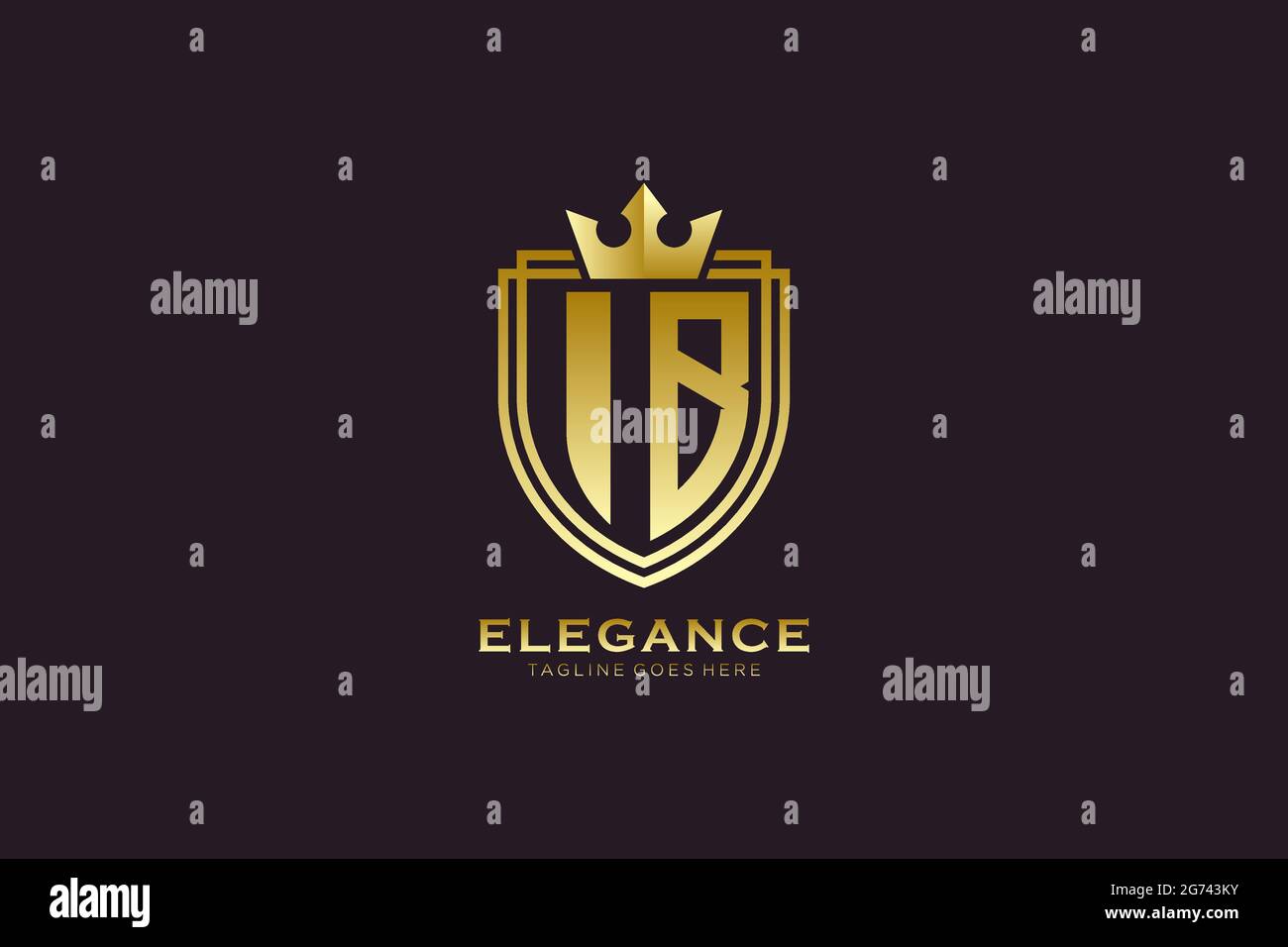 IB elegant luxury monogram logo or badge template with scrolls and ...
