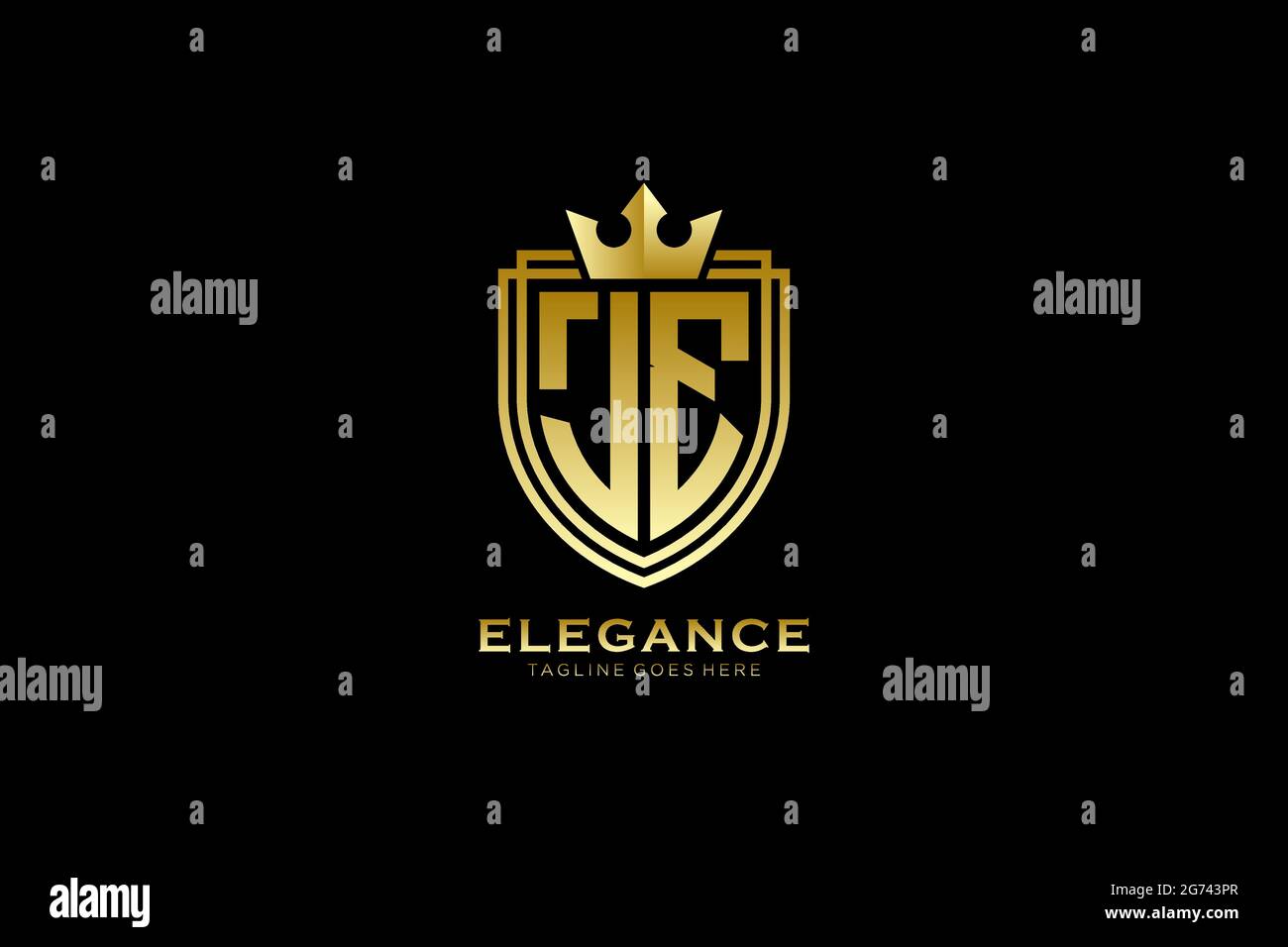 JE elegant luxury monogram logo or badge template with scrolls and ...