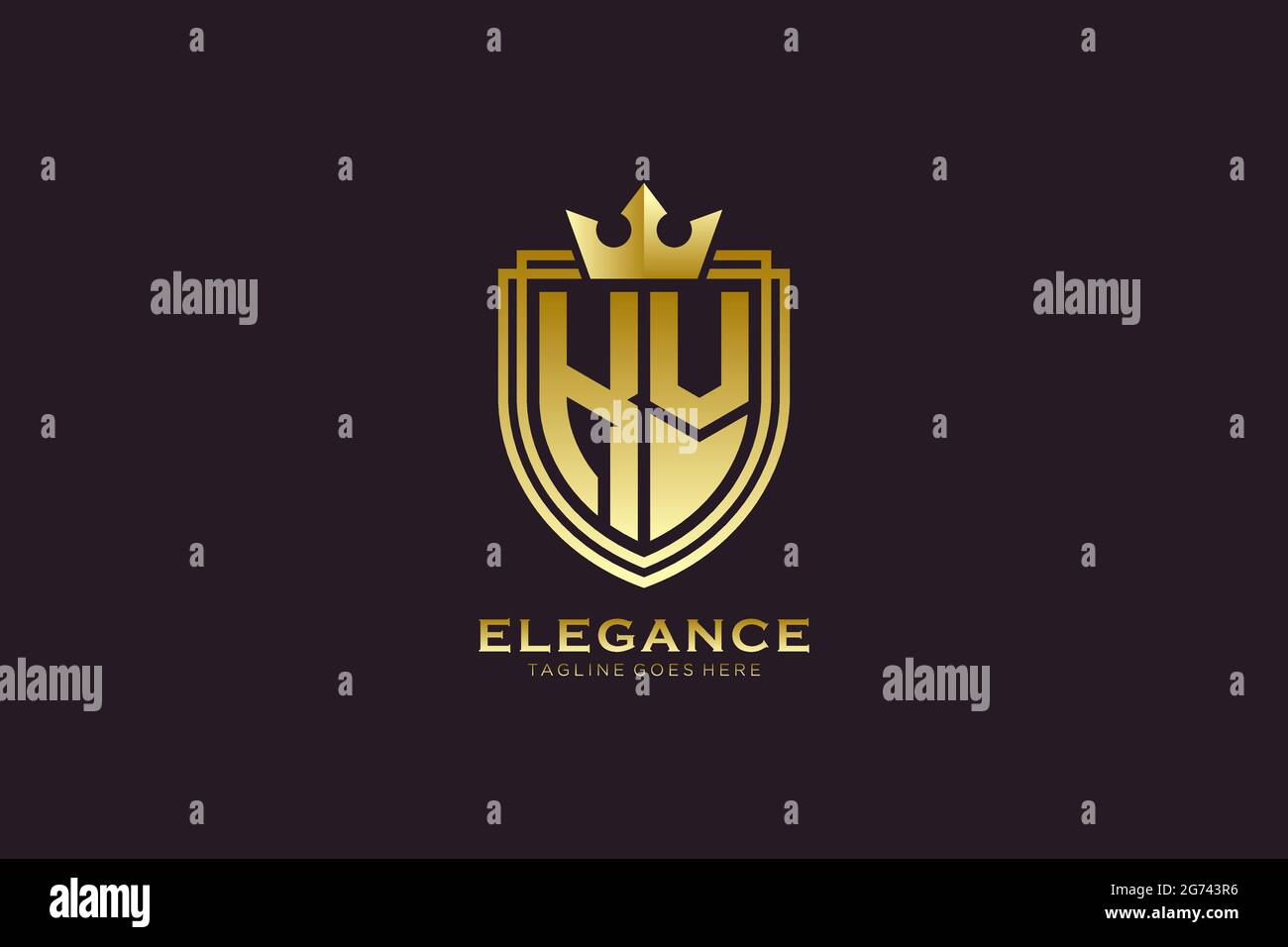 KV elegant luxury monogram logo or badge template with scrolls and ...