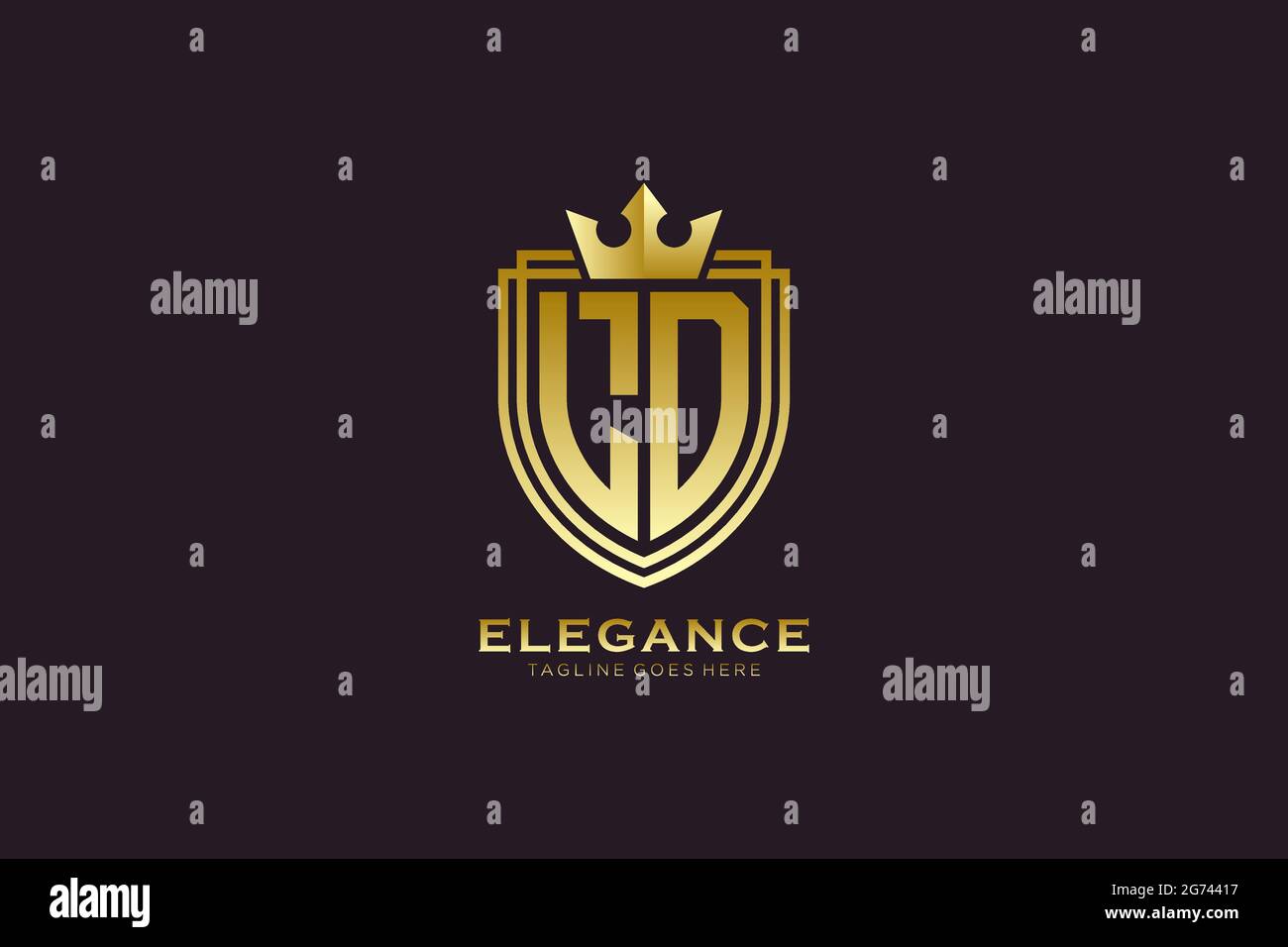 LD elegant luxury monogram logo or badge template with scrolls and ...