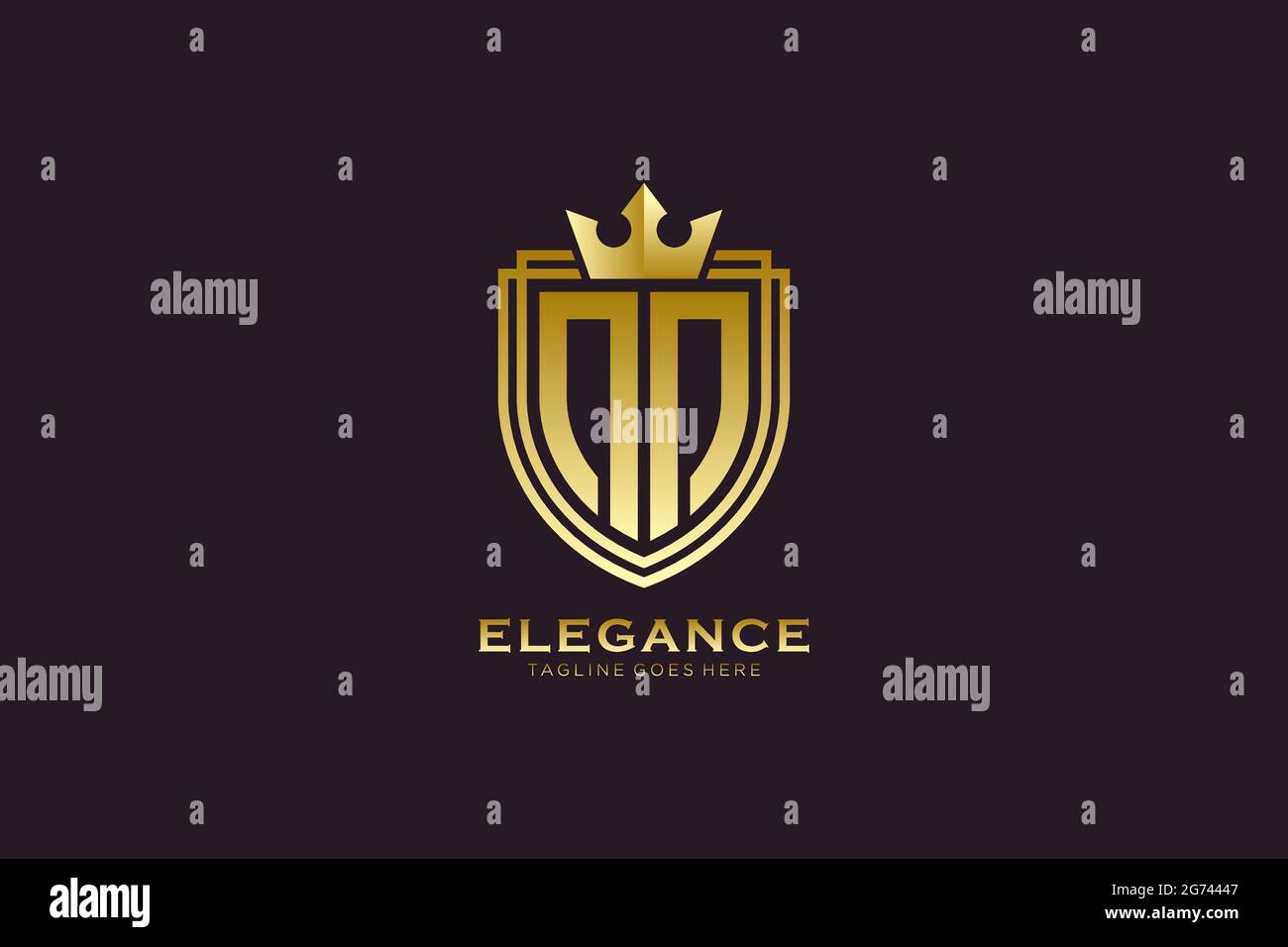 NN elegant luxury monogram logo or badge template with scrolls and royal crown - perfect for luxurious branding projects Stock Vector