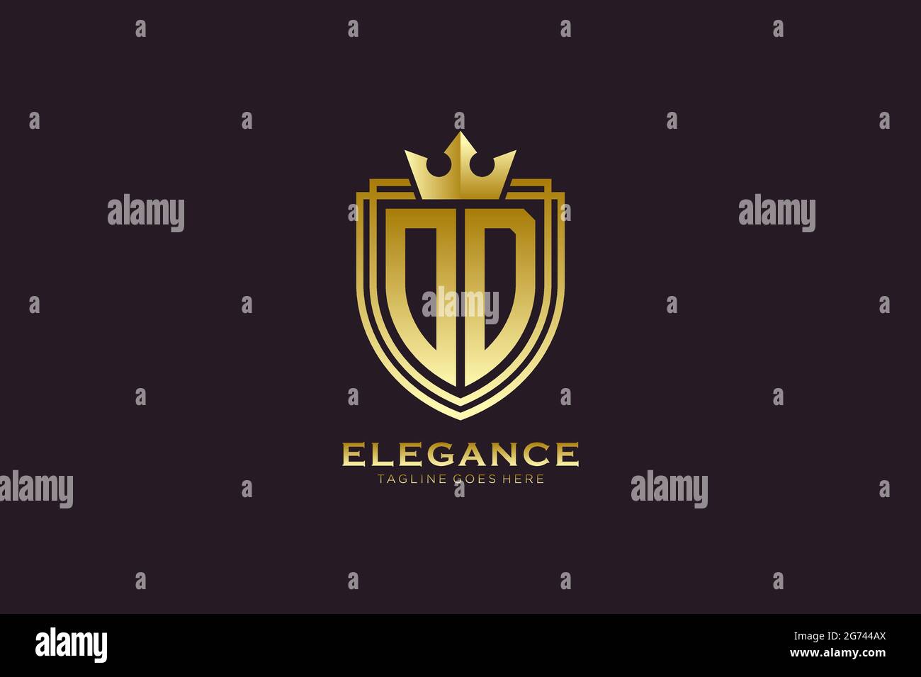OD elegant luxury monogram logo or badge template with scrolls and ...