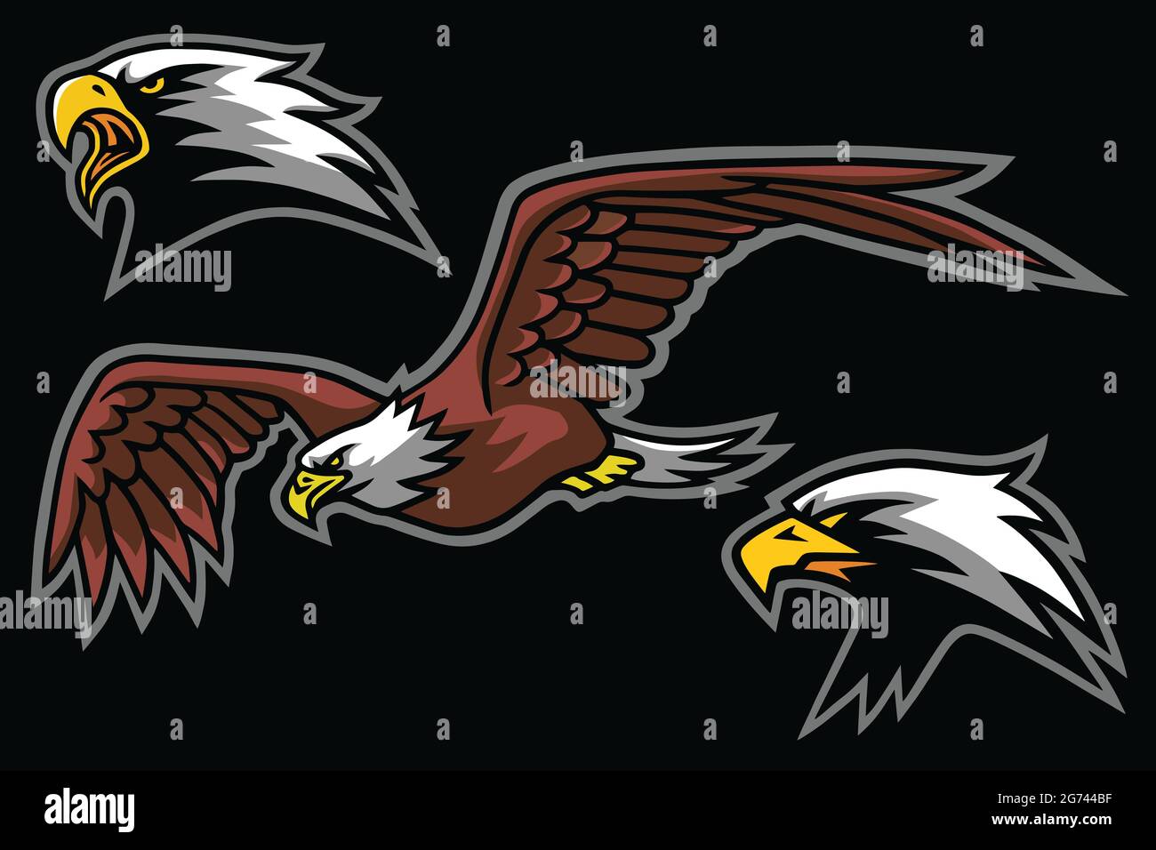 Eagle Logo Mascot Design Vector Set Pack Stock Vector