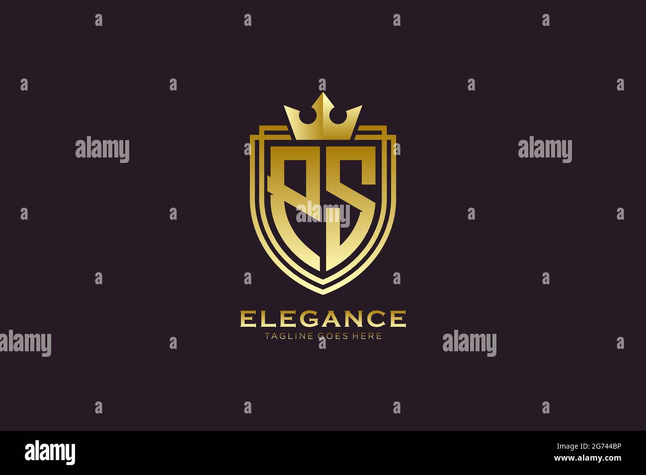 PS elegant luxury monogram logo or badge template with scrolls and ...