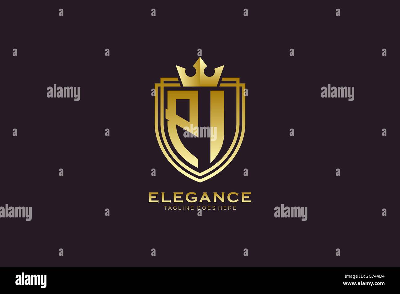 PI elegant luxury monogram logo or badge template with scrolls and ...