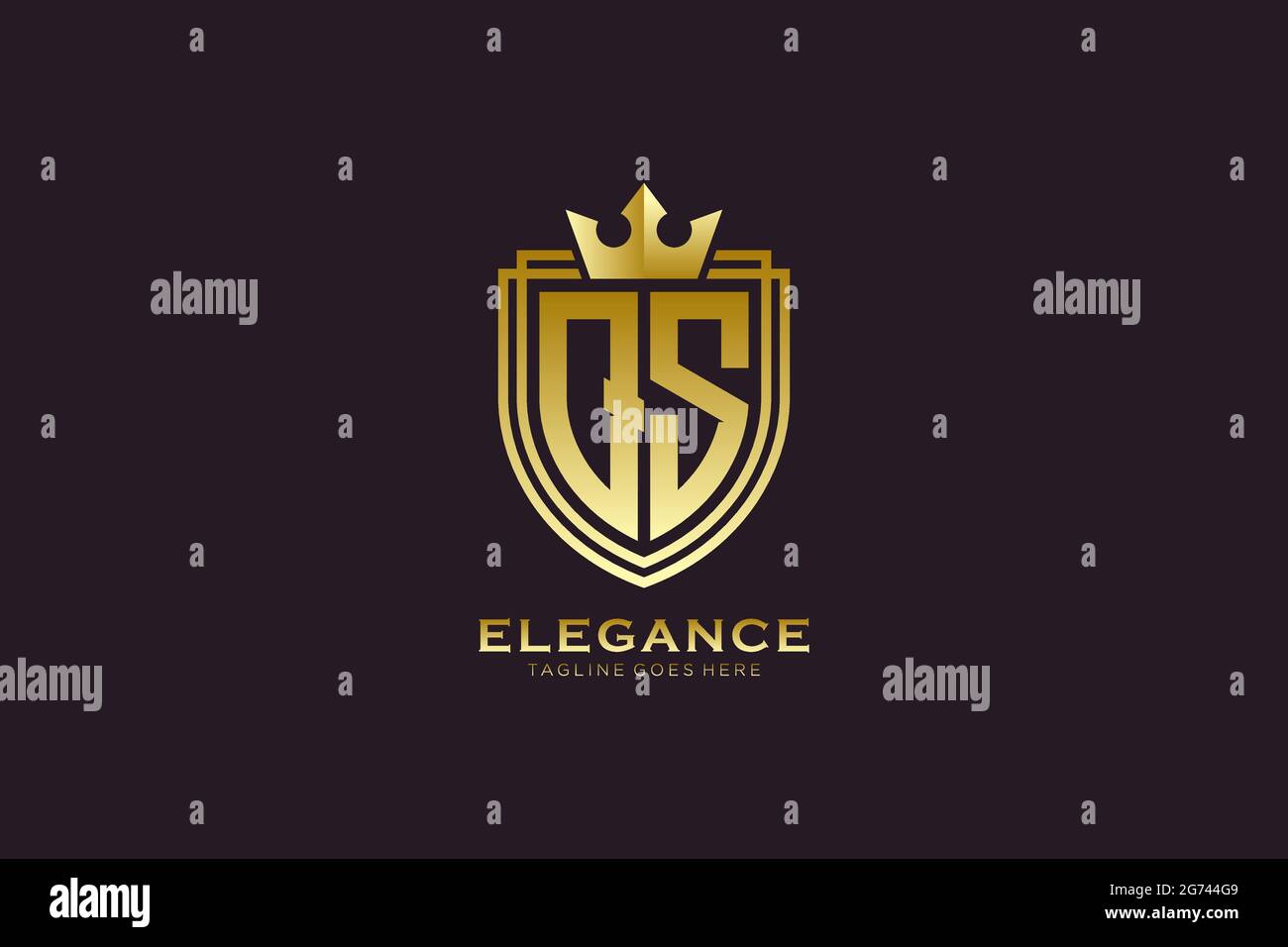 QS elegant luxury monogram logo or badge template with scrolls and ...