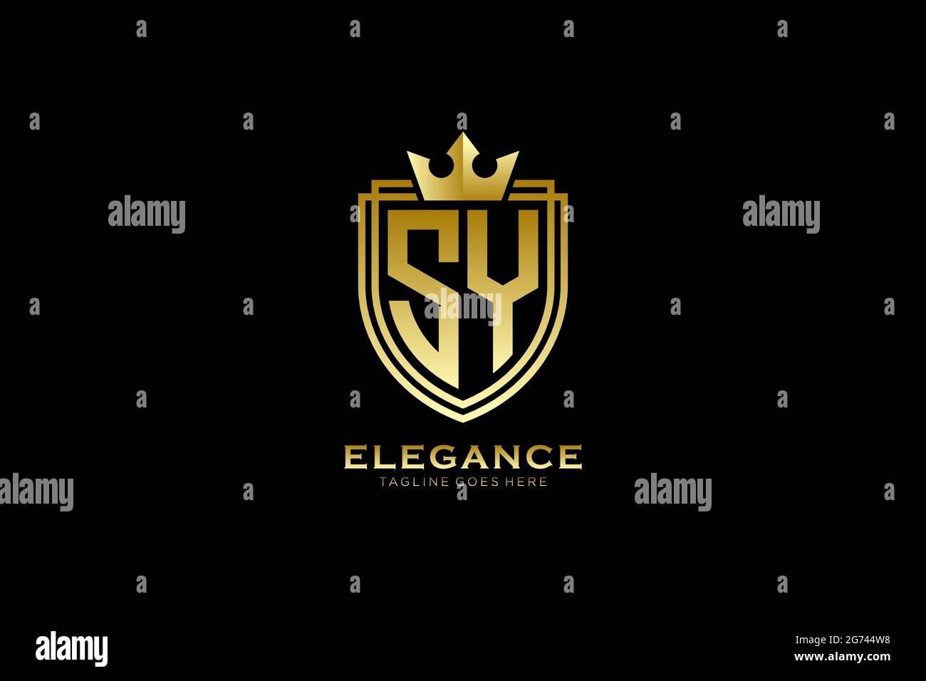 SY elegant luxury monogram logo or badge template with scrolls and ...