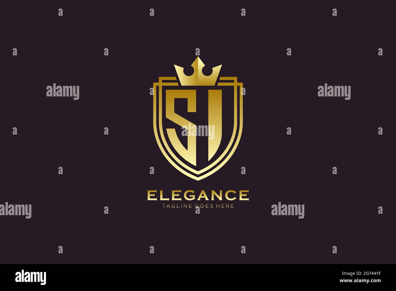 SI elegant luxury monogram logo or badge template with scrolls and ...