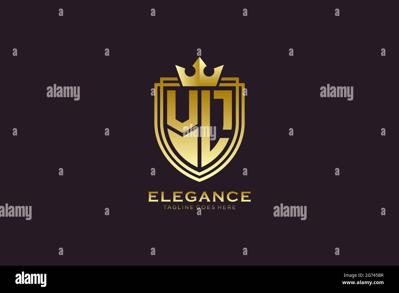 VL elegant luxury monogram logo or badge template with scrolls and ...